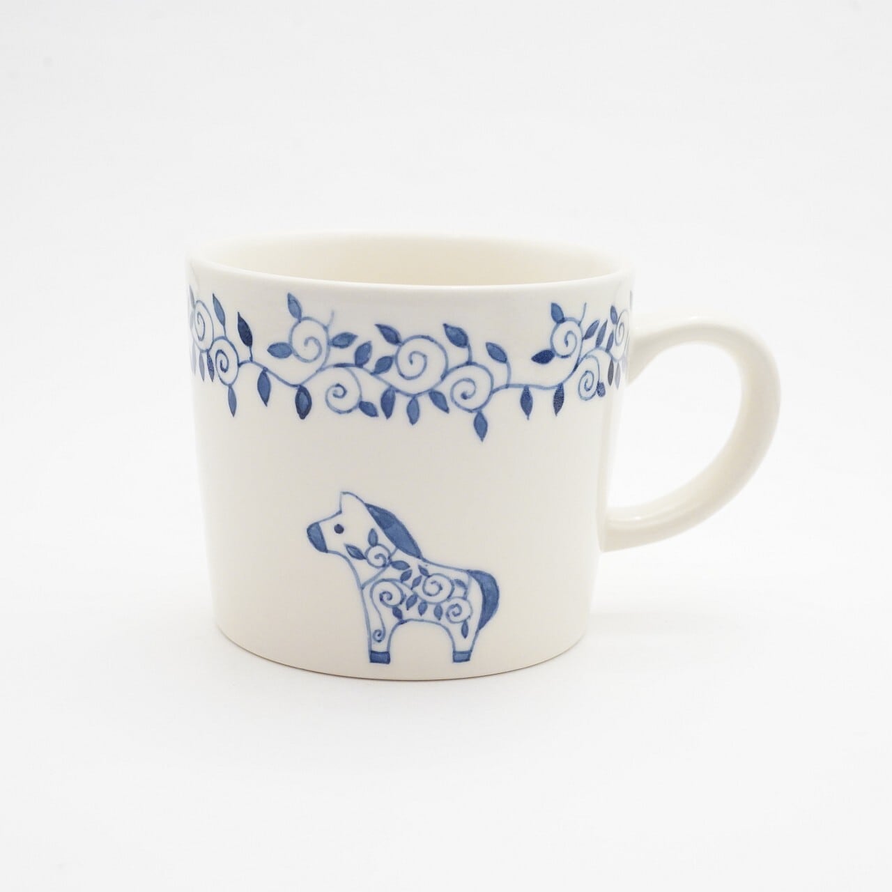 【久保島 利恵】幸せを呼ぶ馬 青唐草 マグカップ A-3