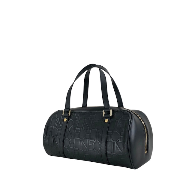 CELINE セリーヌ ハンドバッグ ブラック ロゴ型押し レザー ロールバッグ vintage ヴィンテージ オールド 2jj6ge