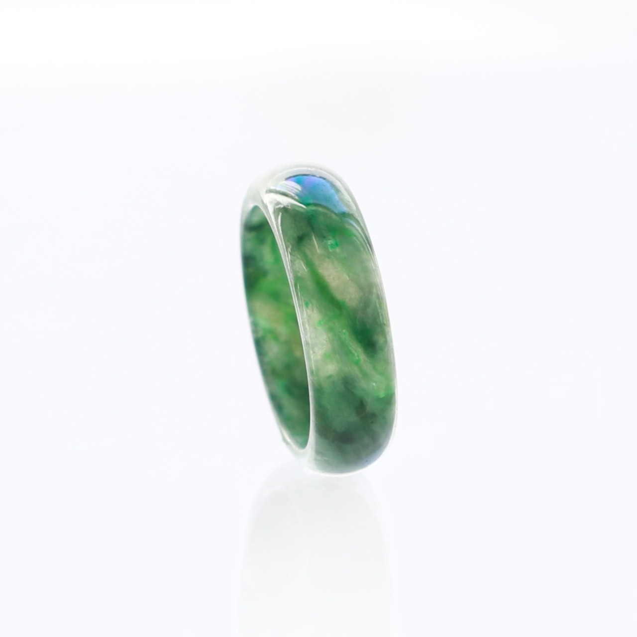 【17.5号】天然翡翠リング くり抜き甲丸リング A貨翡翠 jd_rg1183