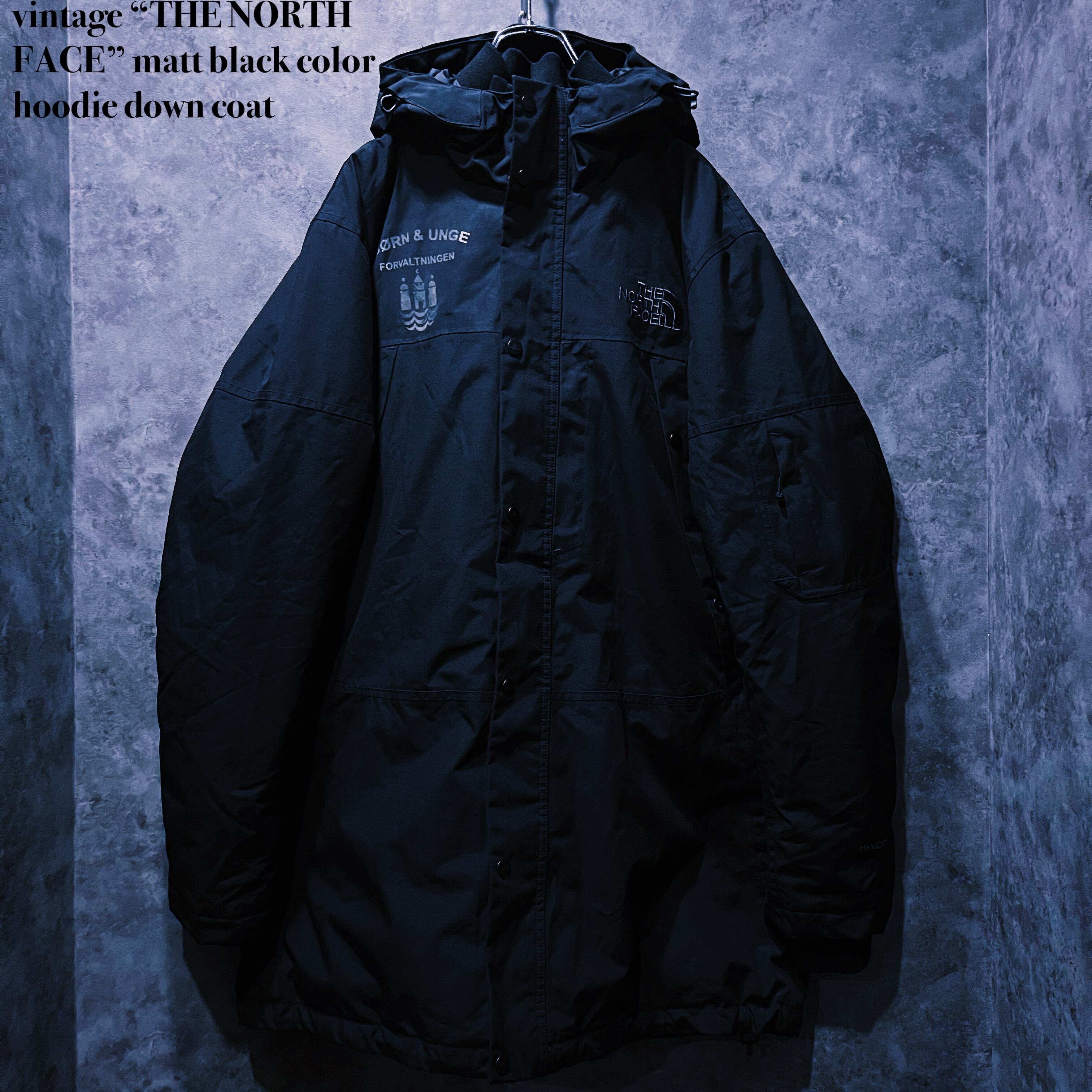 【doppio】vintage “THE NORTH FACE” matt black color hoodie down coat