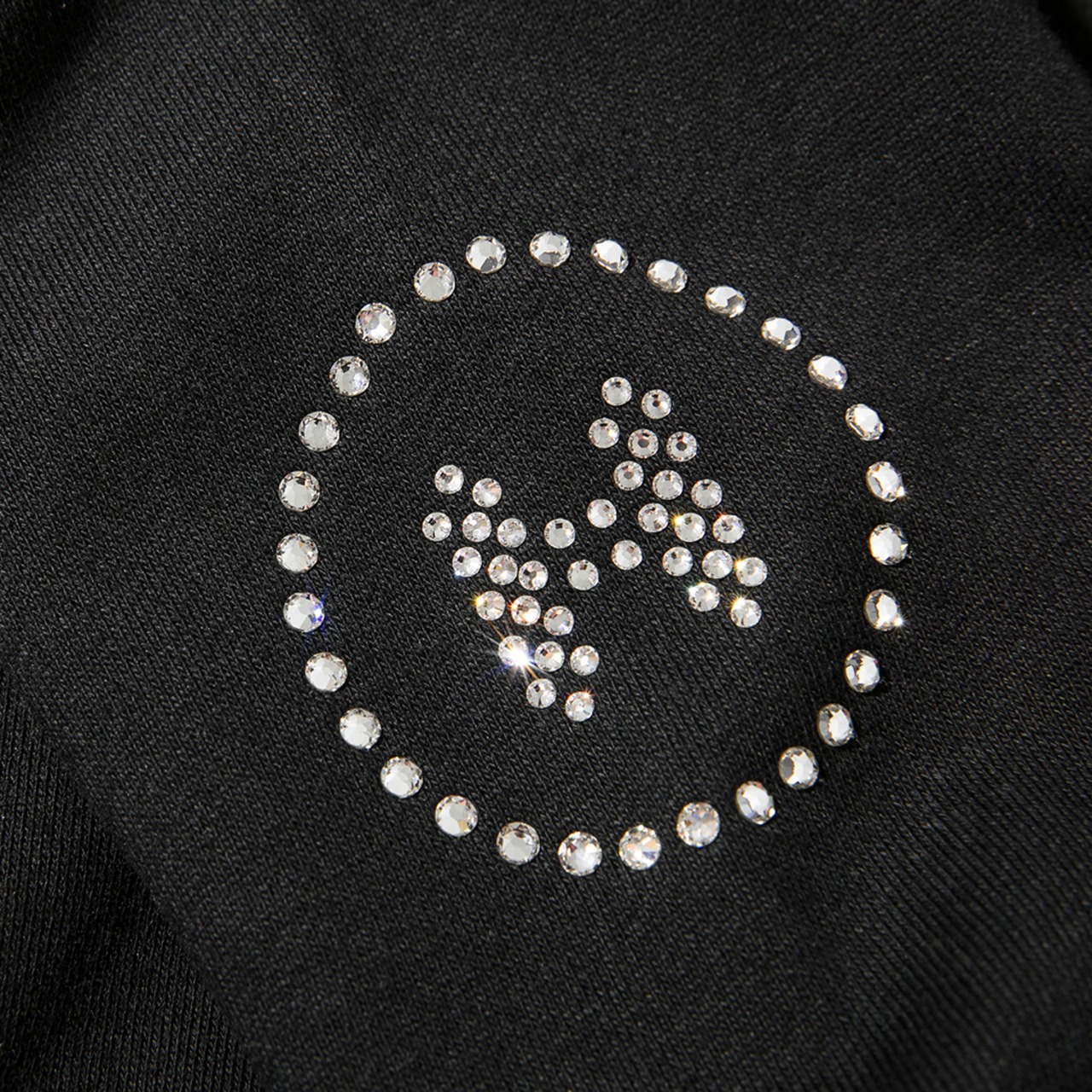 【HIPANDA 】1294/2300　ラインストーン フーディー スウェット RHINESTONE HOODIE SWEAT SHIRT / BLACK