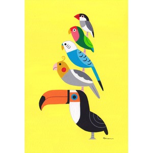 オーダーメイド絵画「ポップな小鳥ブレーメン」A3サイズ