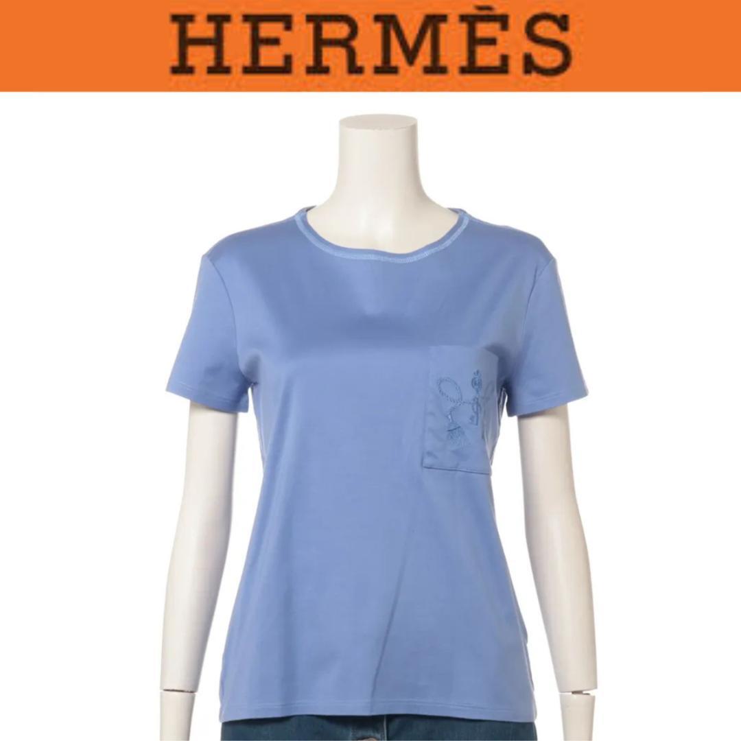 HERMES エルメス レディース Tシャツ トップス 半袖 コットン ライト