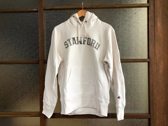 CHAMPION REVERSE WEAVE STANFORD LOGO HOODIE (OFF WHITE)