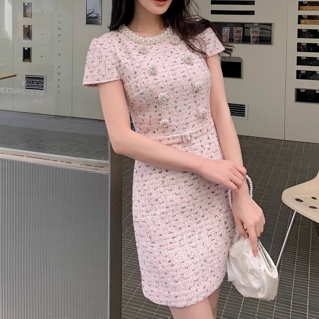 Short Sleeve Belted Mini Dress V207