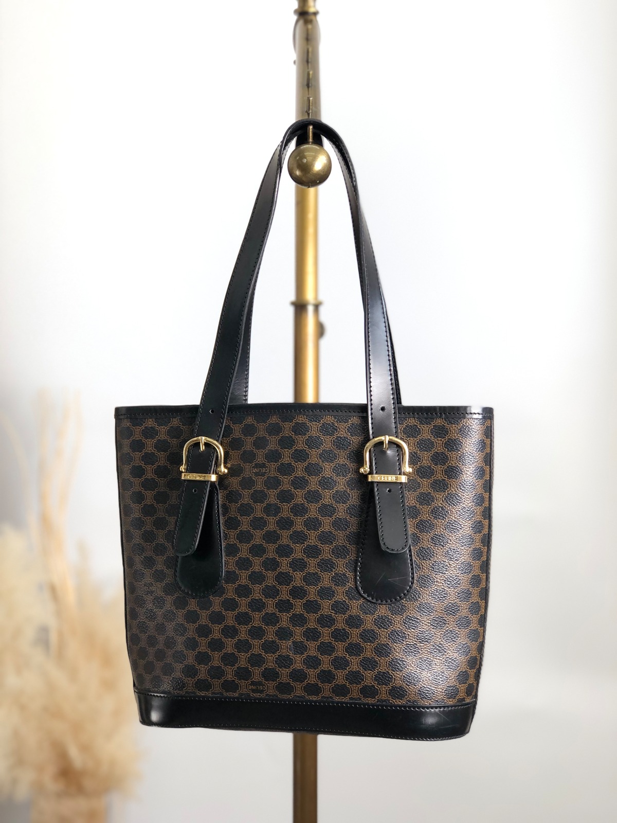 CELINE セリーヌ マカダム トートバッグ ブラック PVCレザー vintage 