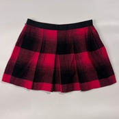 JILLSTUART ジルスチュアート アルパカ混 チェック ウール プリーツ ミニ スカート 4/ピンク レッド×ブラック 系 レディース