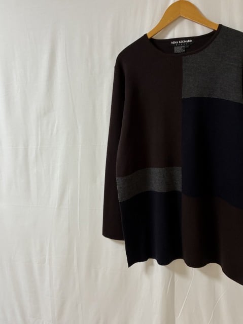 1990's Switched Design Crew Neck Knit and Sewn