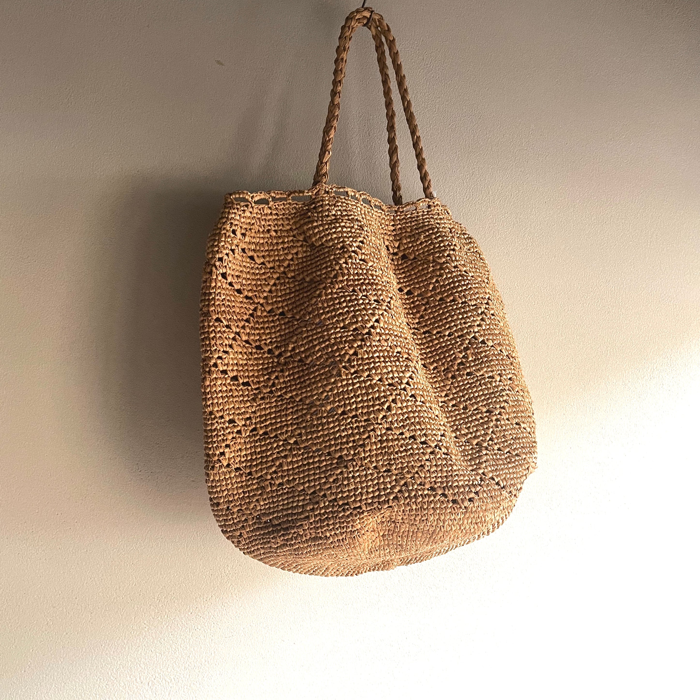 再入荷】NORO ／ノロ ラフィアバッグL Madrague-DAMIER size L. tea 