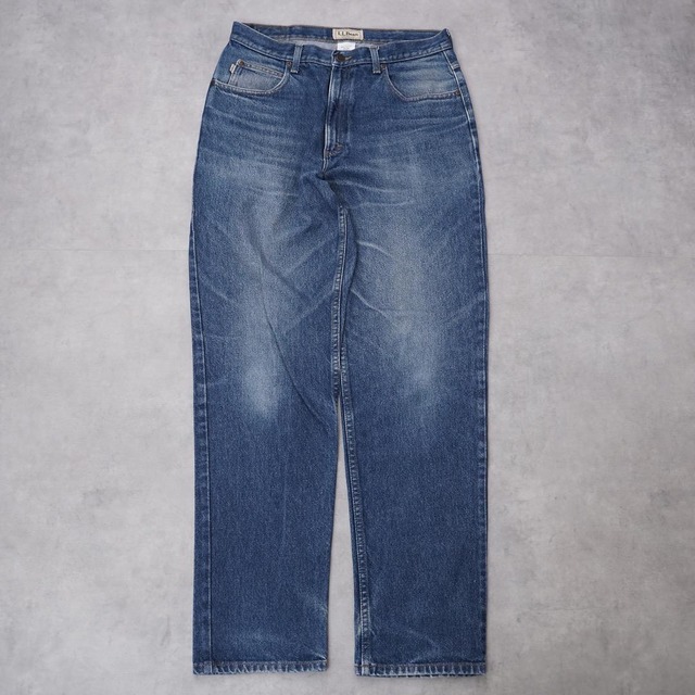 エルエルビーン W34 ブルーデニム ボトム パンツ 青 ヒゲ 古着 15061