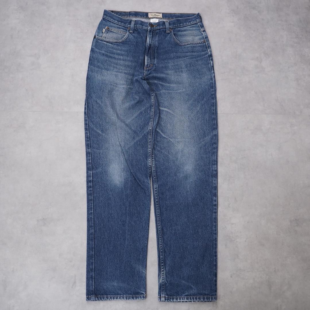 エルエルビーン W34 ブルーデニム ボトム パンツ 青 ヒゲ 古着 15061