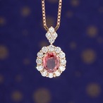オーバルカット パパラチアサファイア ネックレス K18(PG) / 0.540ct / DA 0.250ct