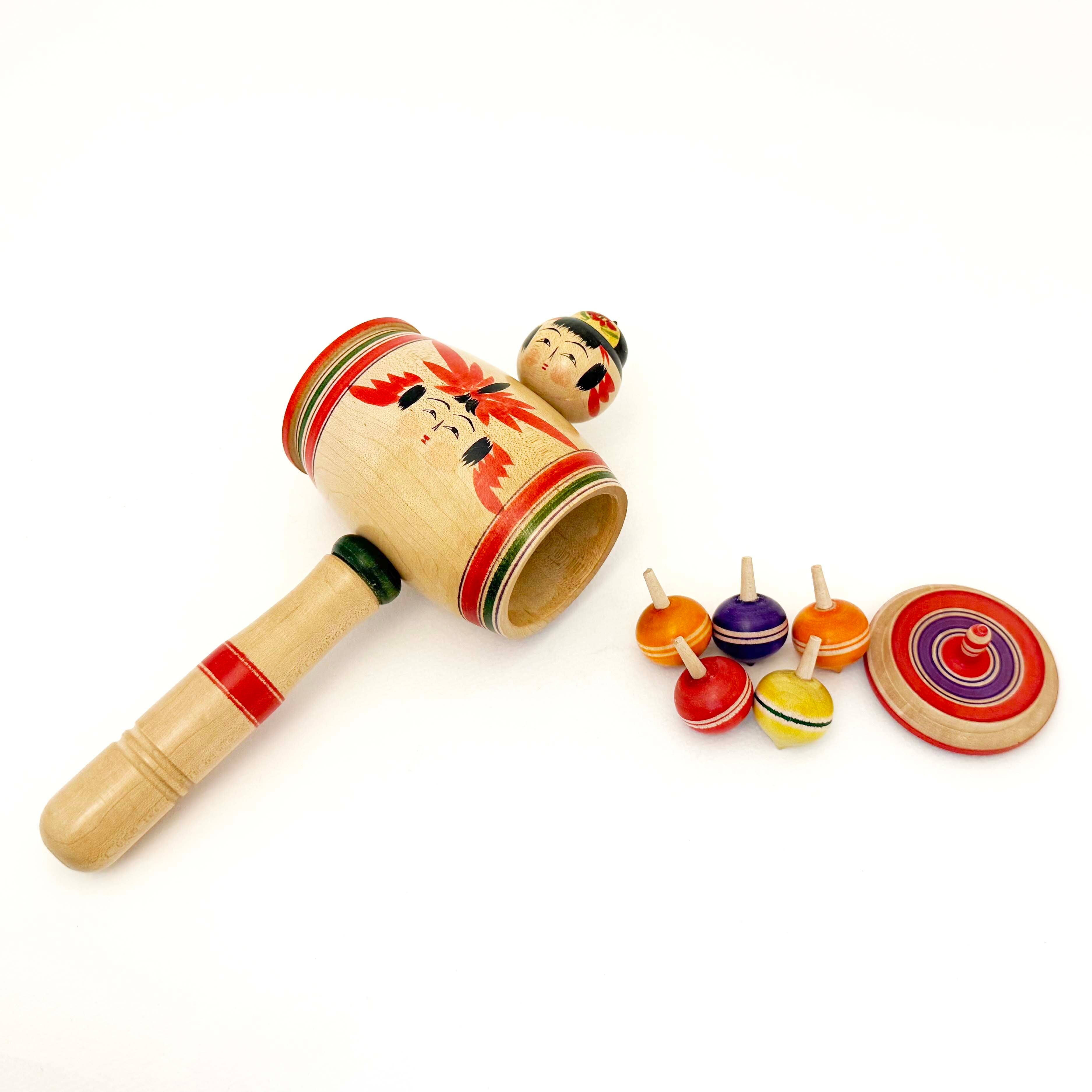 木地玩具 独楽入り小槌 （蔵王高湯系 / 梅木修一工人）