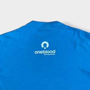 【FRUIT OF THE LOOM】XL ビッグサイズ Tシャツ バックロゴ プリント 献血センター oneblood ブルー 半袖 US古着