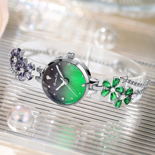 AromaFlat AF-Z1021  Crystal Garden(Purple＆Green) 腕時計　レディース