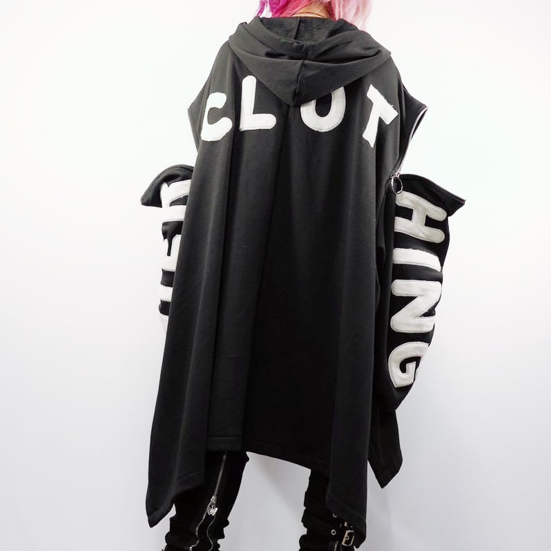 Xmas限定66%OFF】防寒BUCK LOGO SUPER OVER SIZE BLACK ポンチョ風