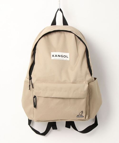 KANGOL (カンゴール) カラビナ付き BOXロゴ リュック バックパック KGSA-BG00195 ベージュ