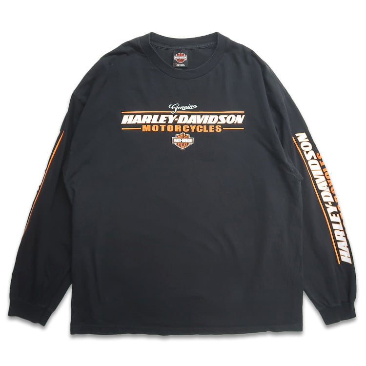 ハーレーダビッドソン　プリントロゴ　ロングTシャツ　XLサイズ　ブラック　古着 古着 ハーレーダビッドソン プリントロングスリーブTシャツ ロンT