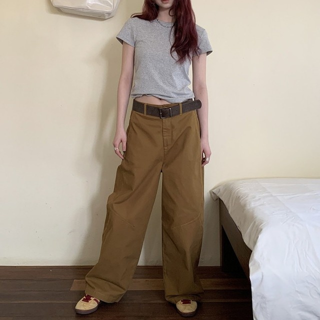 コットンワイドカーブパンツ 2color [am03686]