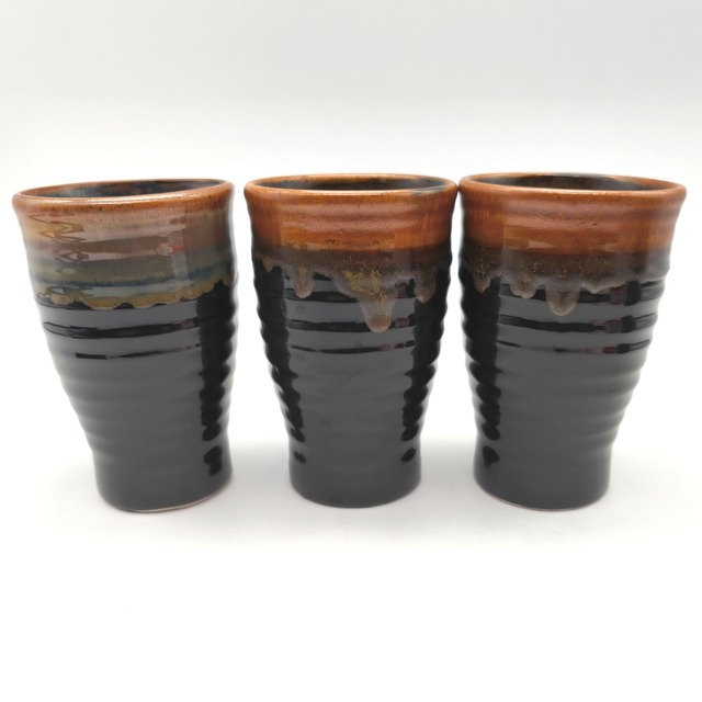 天目・フリーカップ・陶器・3客セット・No.260808-15・梱包サイズ60