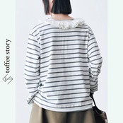 【3color】大人なガーリー:ピエロカラーが可愛いフレンチボーダーカットソー i0473