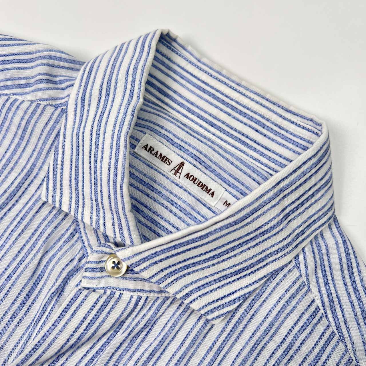 ARAMIS アラミス ストライプ柄 リネン&コットン 長袖シャツ サイズ M /メンズ/薄手/ホワイト×ネイビー系