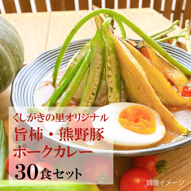 【30食セット】【くしがきの里　オリジナル】旨柿・熊野豚ポークカレー　