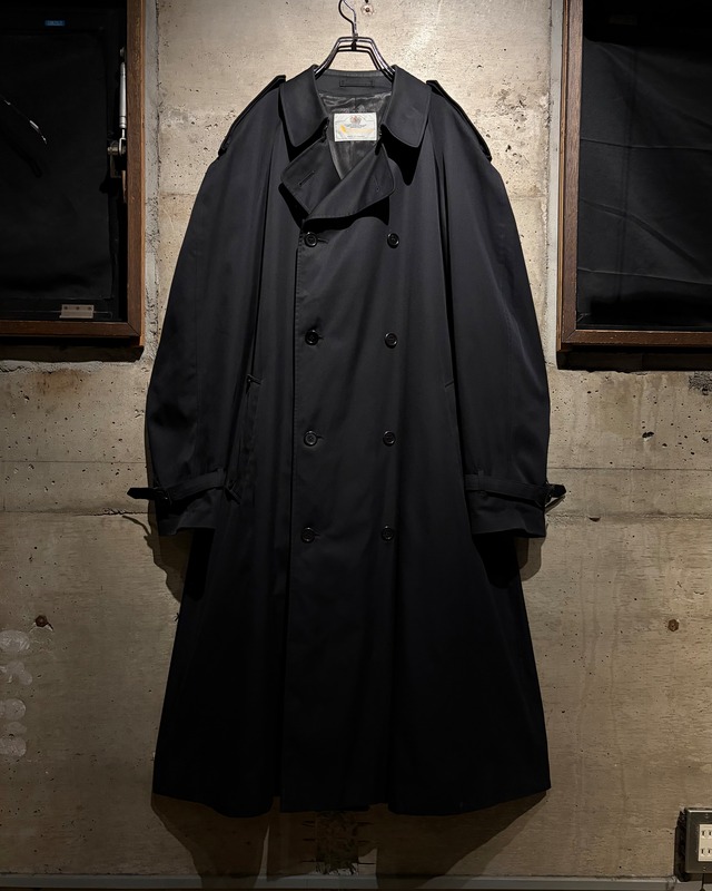 【Caka】80's “Aquascutum” "Aqua5" Vintage Ink Black Color Trench Coat