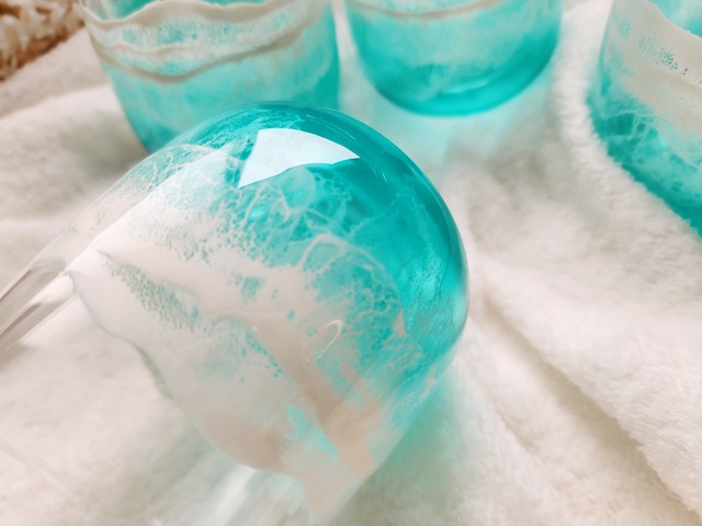 410.オーシャンレジンアート 海のダブルウォールグラス