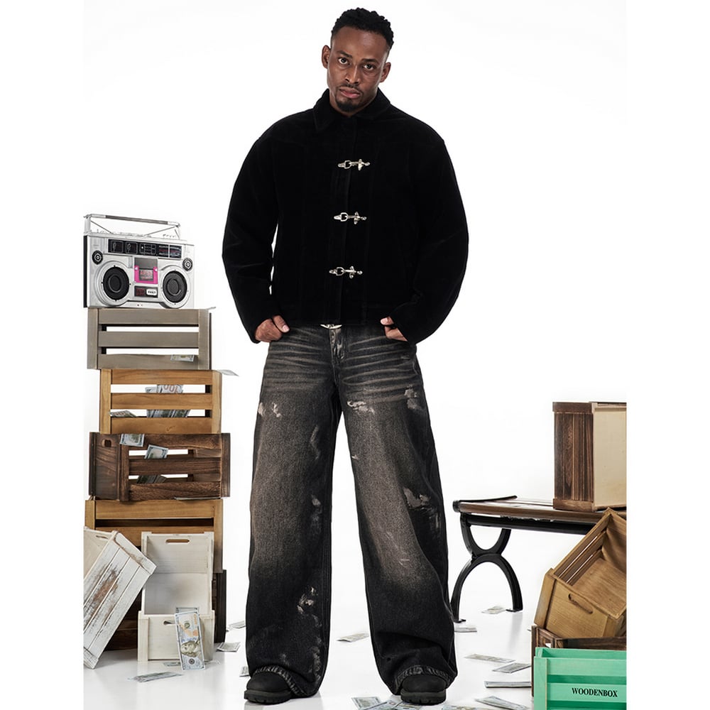 デニム　ファイヤーマンジャケット　短丈　海外ストリート　【在庫少】　XLサイズ 希少】 デニム ファイアーマンジャケット 短丈 海外ストリート 【在庫