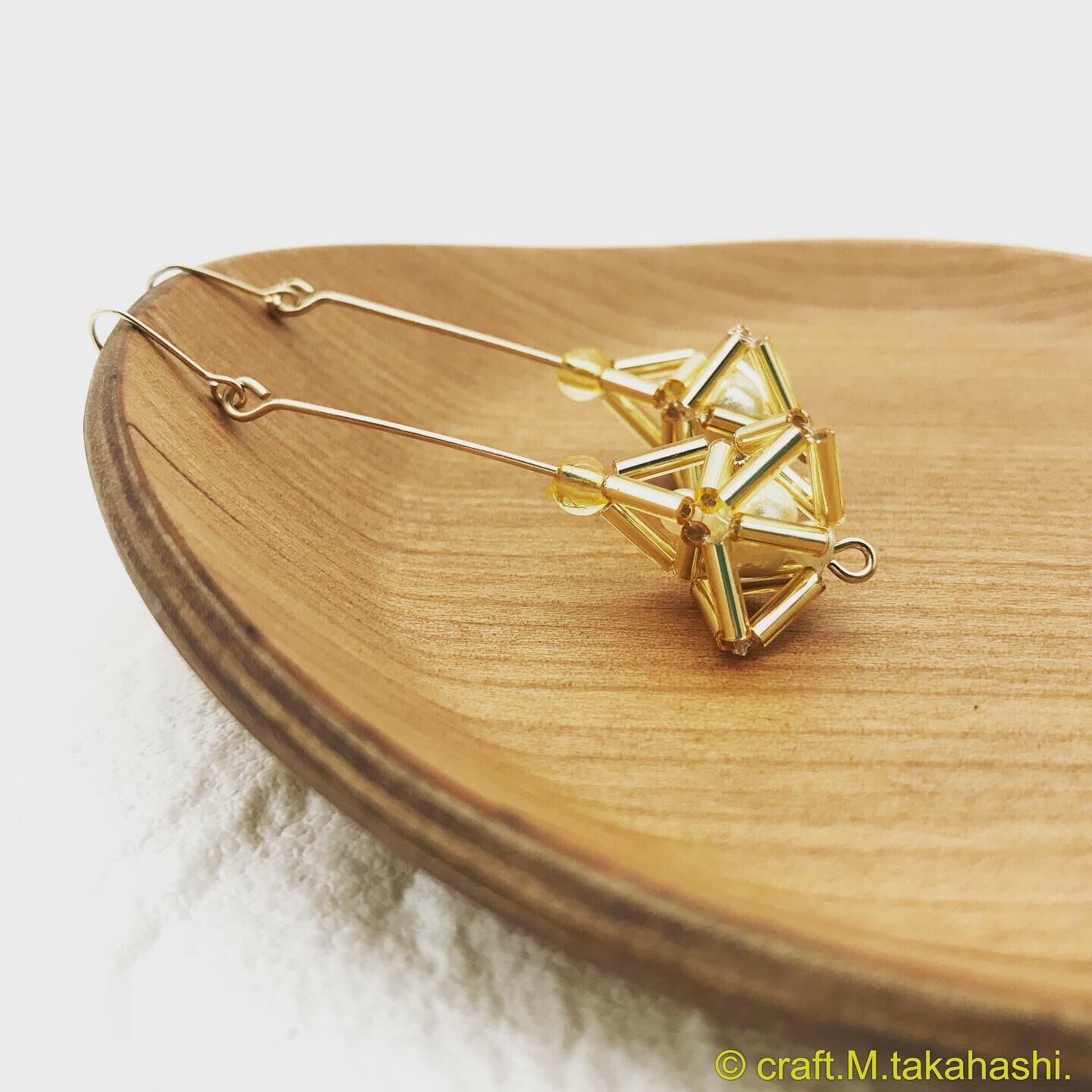 0044:鳥籠風 コットンパールロングピアス