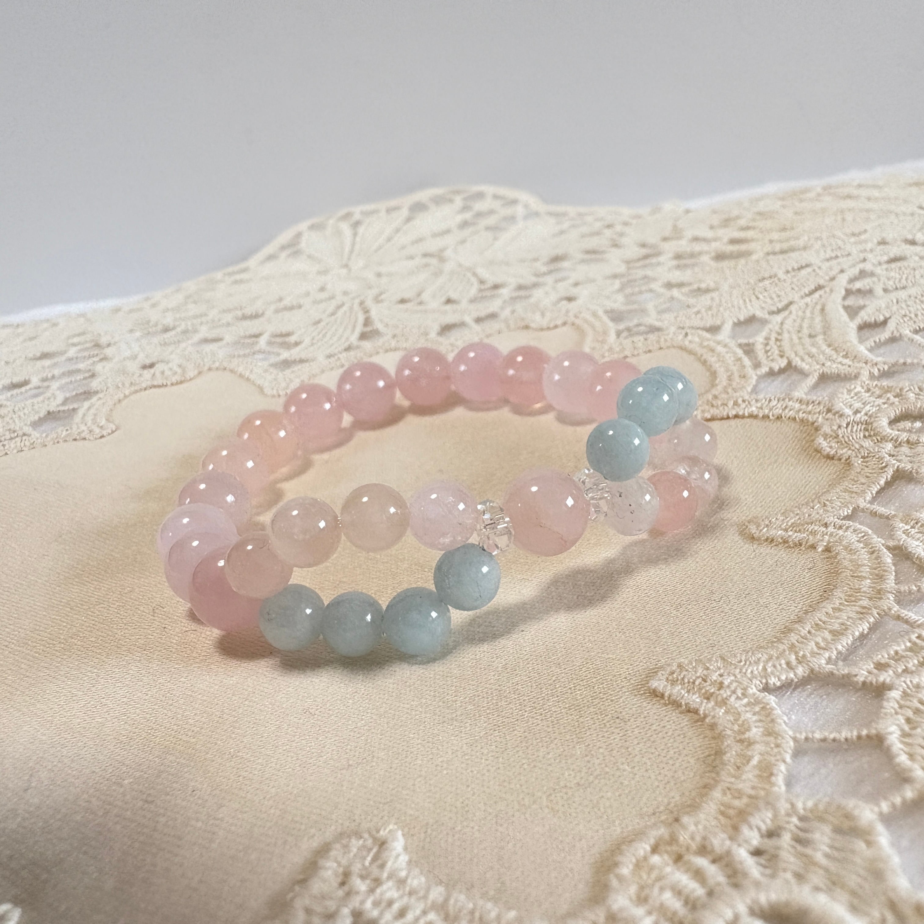 インフィニティクロス∞ブレスレット©｜モルガナイト × アクアマリン
