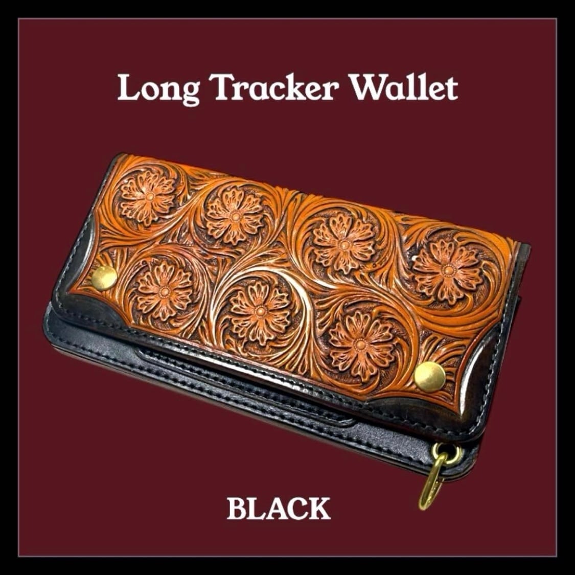 カービング ロングトラッカーウォレット ブラック | Fives leather