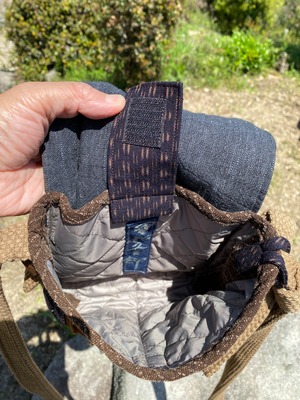 柿渋手作りピンタックショルダーバッグ　現品お届け