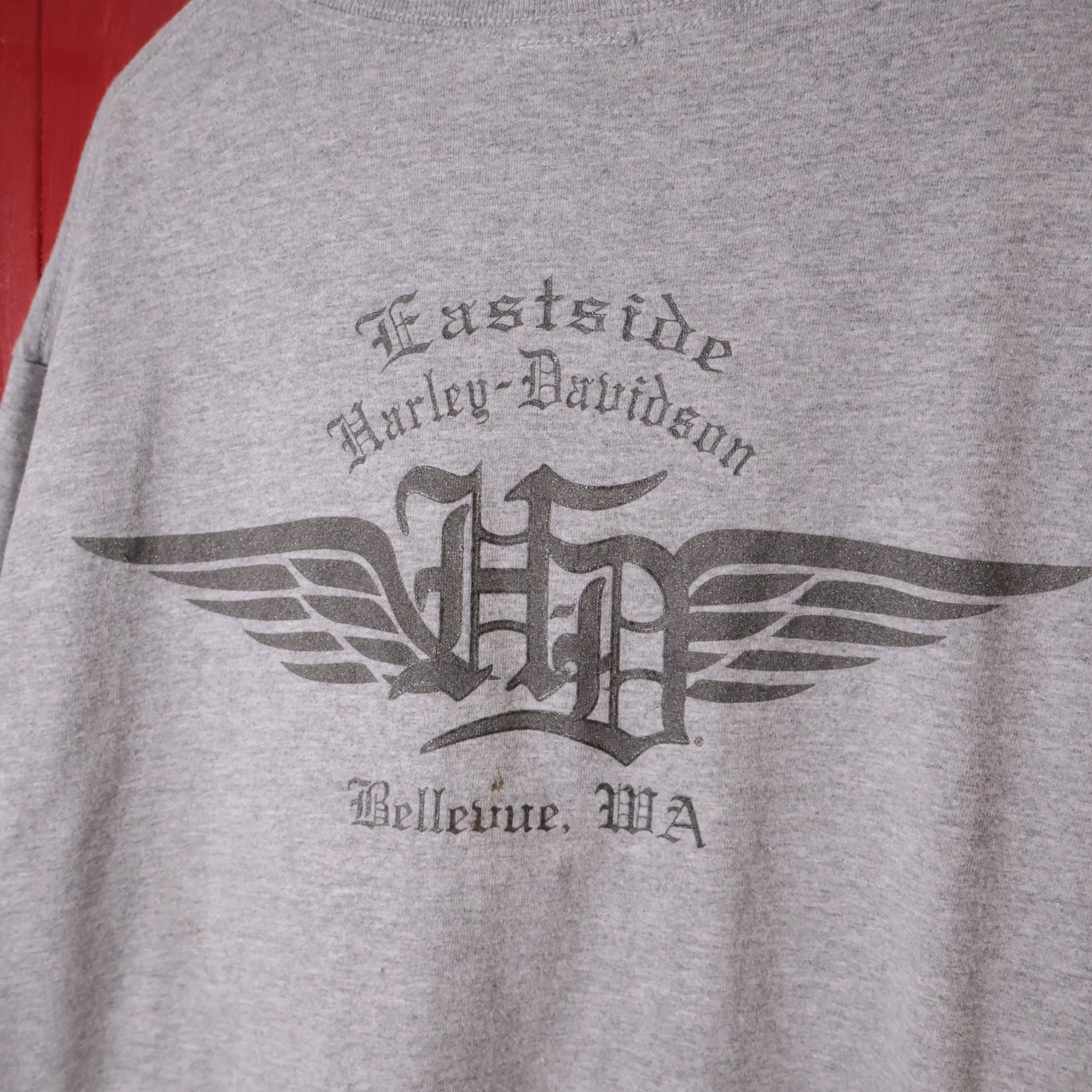 00s USA製 HARLEY-DAVIDSON ロンTee 袖プリント グレー