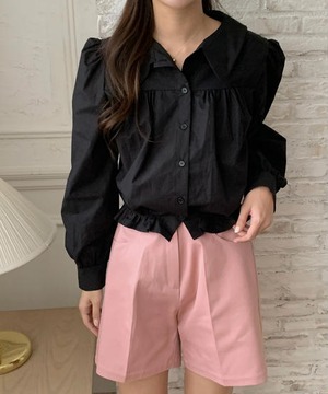 《即納商品》muffin gather blouse (ivory / black)