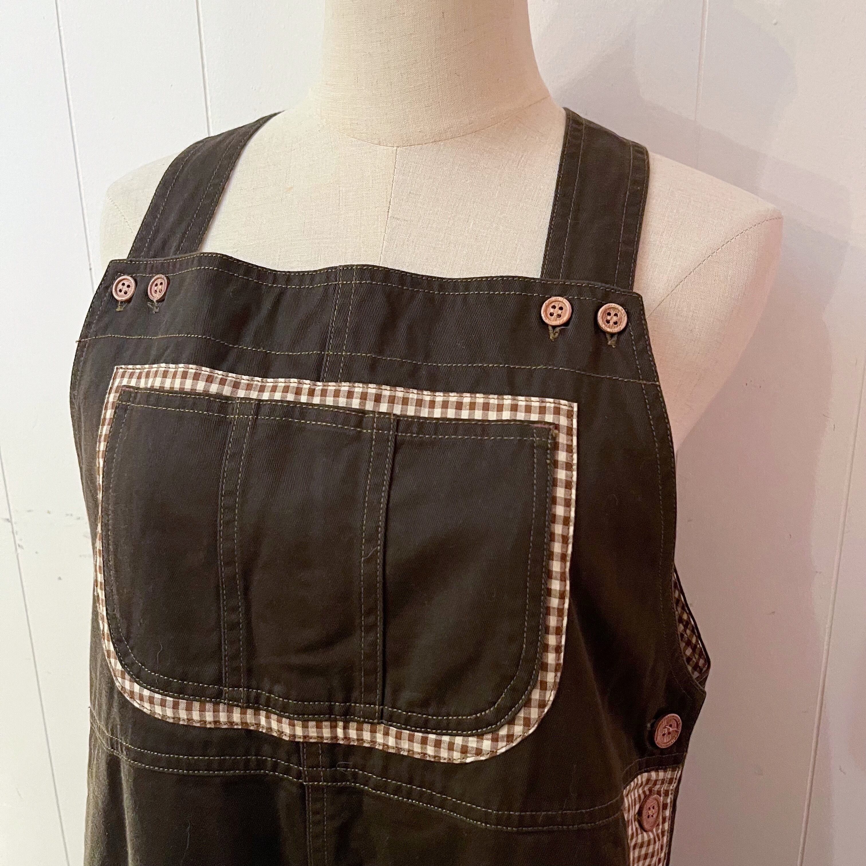 gingham check brown salopette skirt