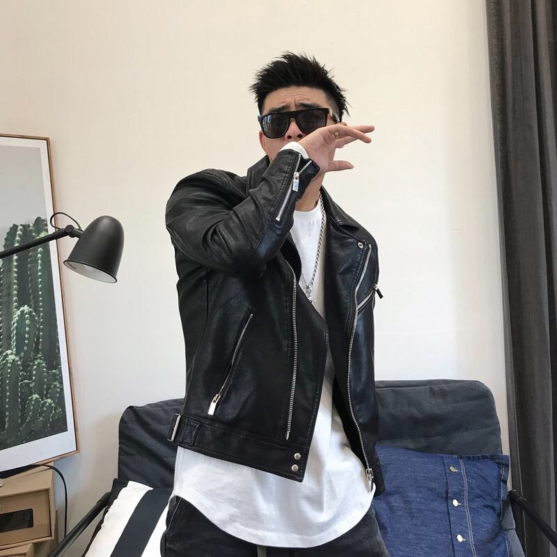 スプリングレザージャケット スリムメタルカジュアル 春物 Xu_Tailang71817453790