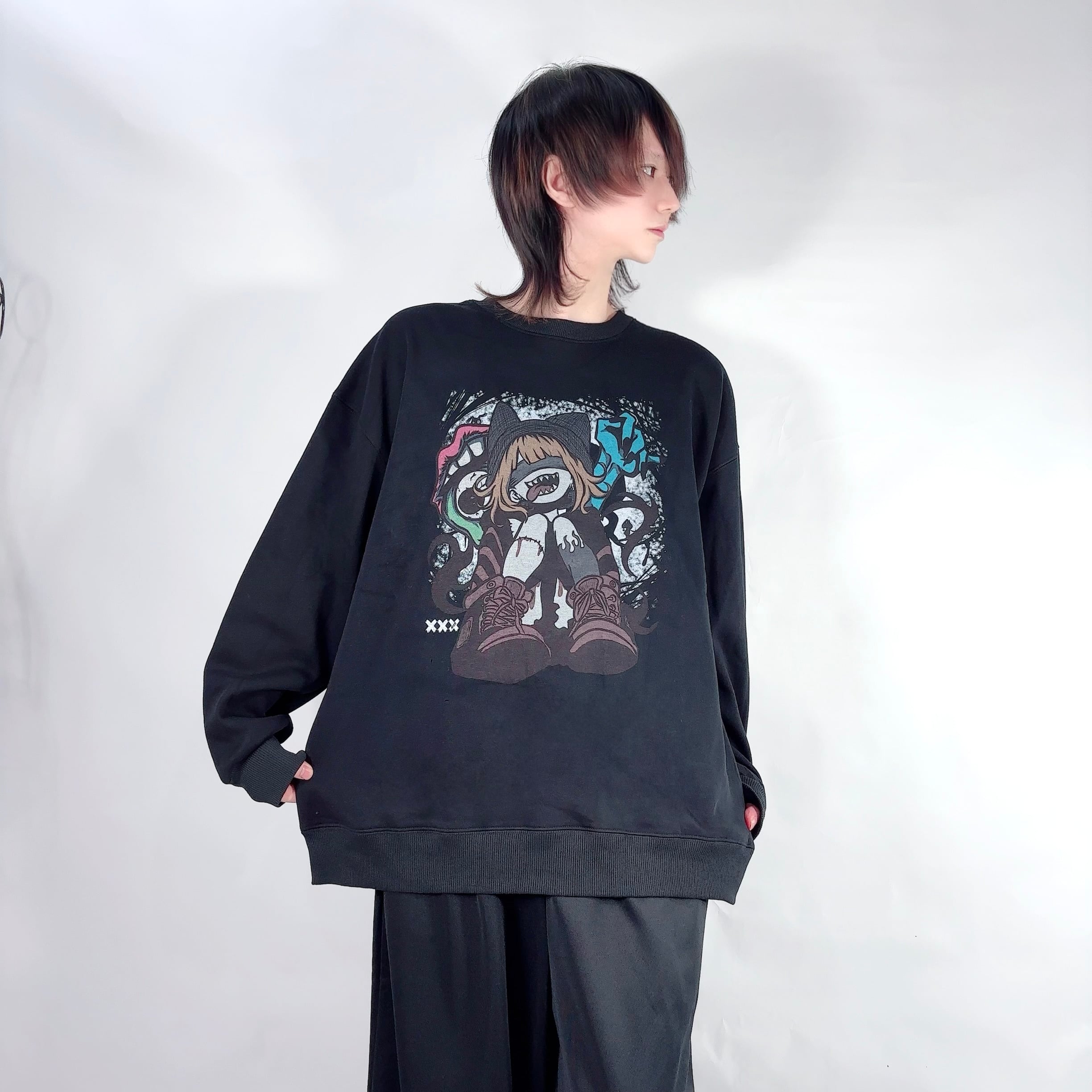 BASE総合ショップ1位記念祭》 DARK BLACK SWEAT【内側フリース