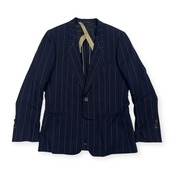 シルク混 Paul Smith ポールスミス ストライプ 裏地柄入り テーラードジャケット M/ネイビー メンズ