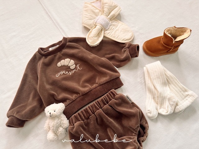 [予約][送料無料]《valubebe》Croissant velour sweatshirt (baby) 38