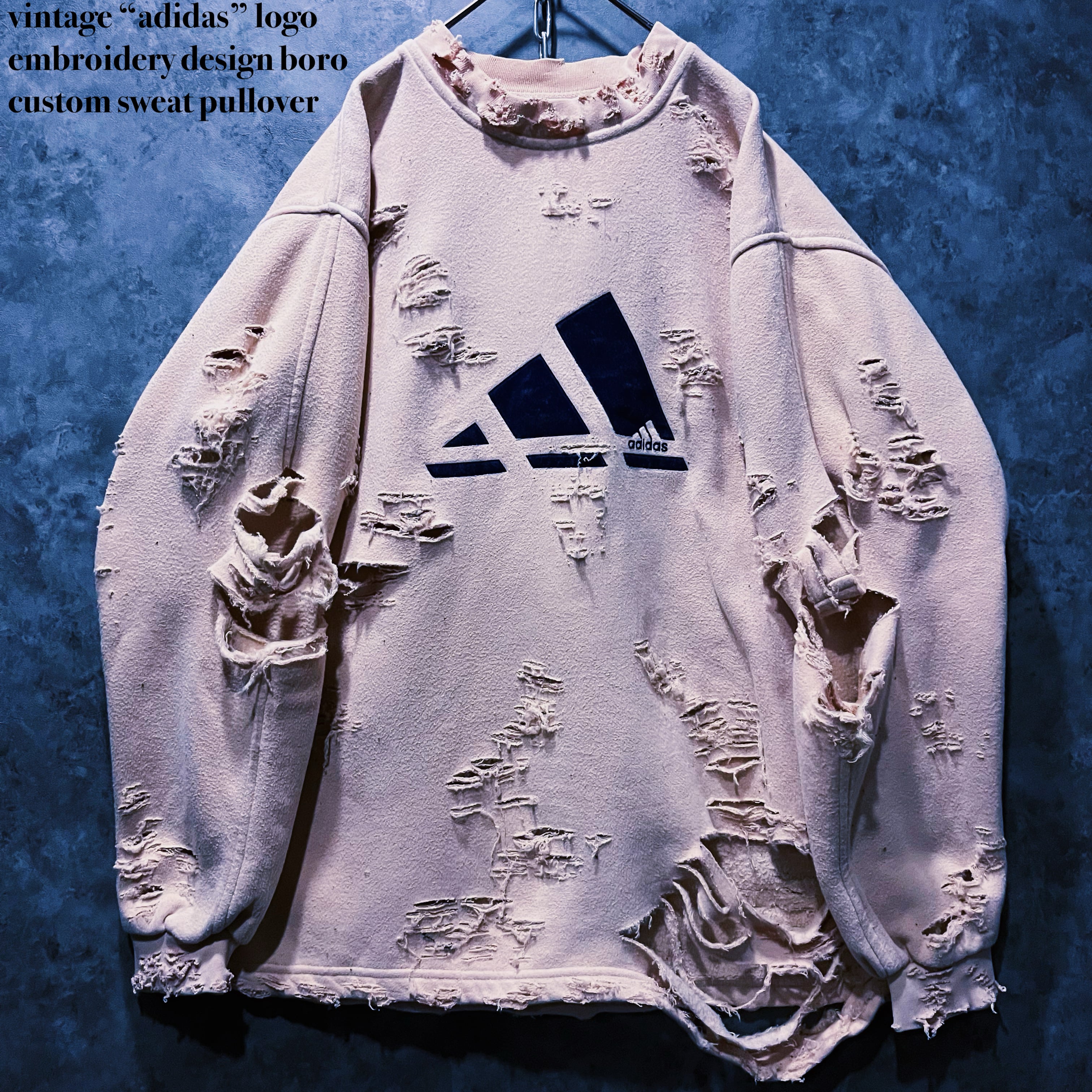 【doppio】vintage “adidas” logo embroidery design boro custom sweat pullover