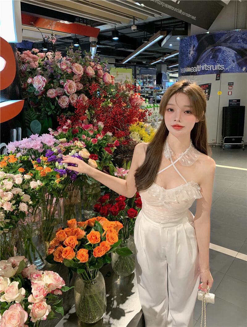 水玉レースホルターサマー 大人ガーリー スウィート キュート カジュアル 夏物 ブラックストロベリース3040271140