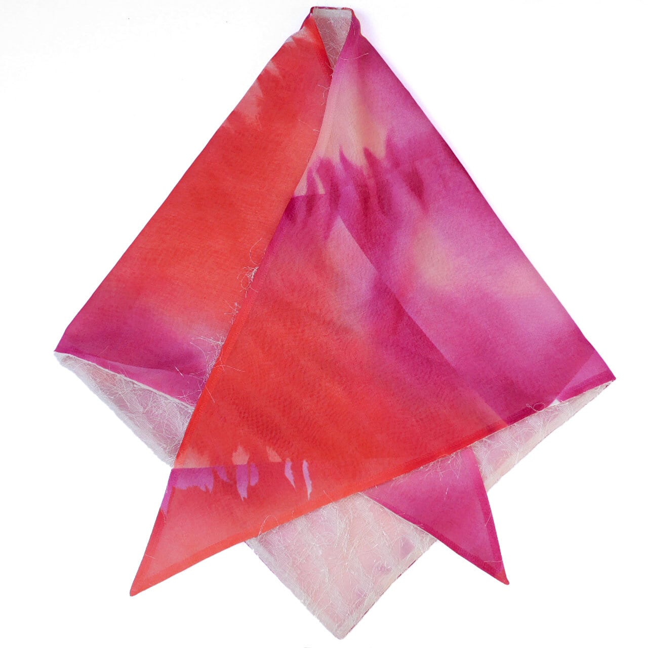 203.あの三角巾スカーフ(フリンジ✕ピンク系ぼかしプリント)