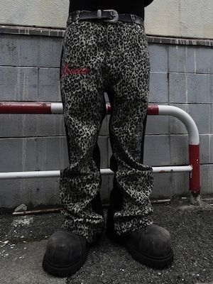 【PLANET STUDIO】Leopard Panel Flare Pants
