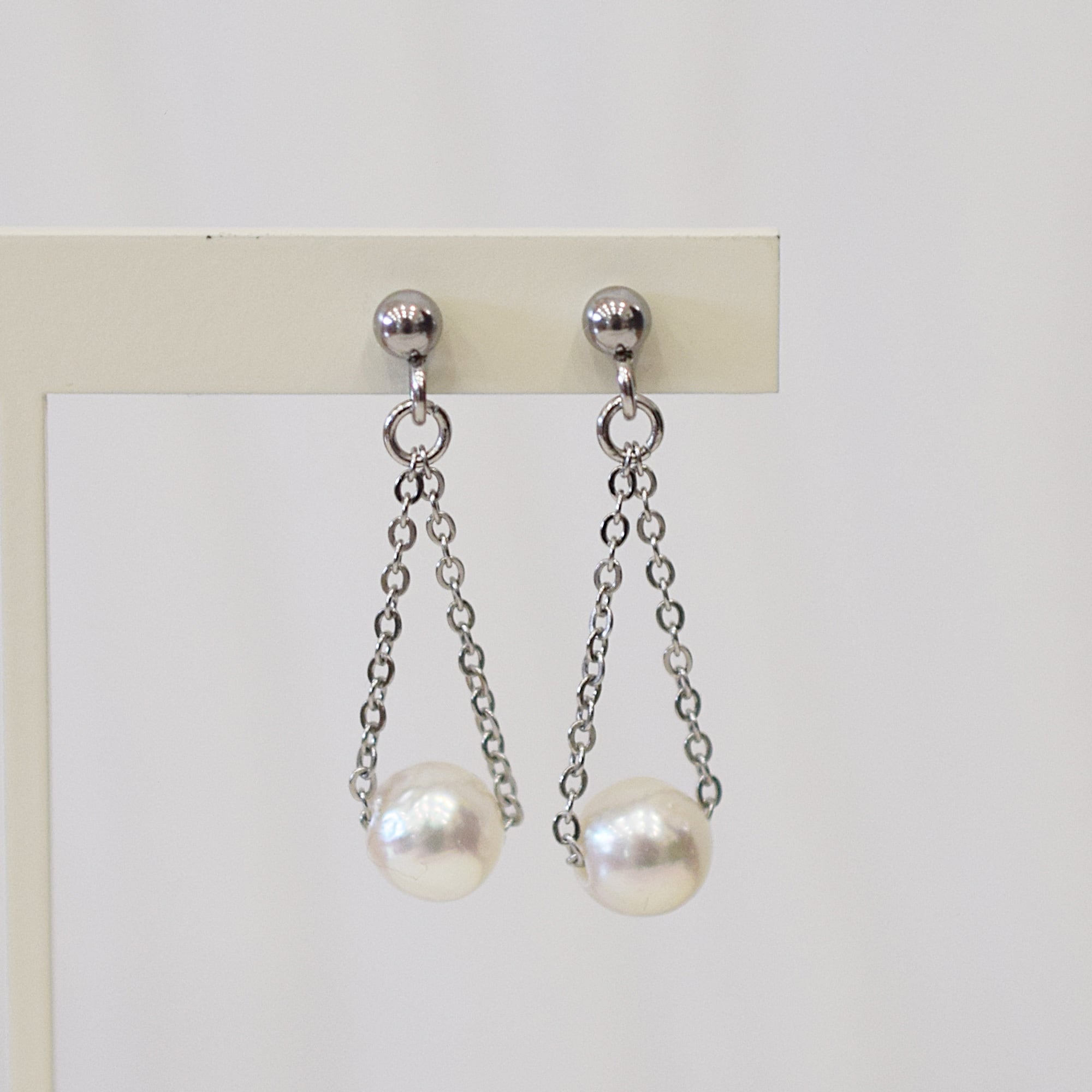 pg133］6mm - 7mm バロック あこや真珠 ピアス サージカルステンレス