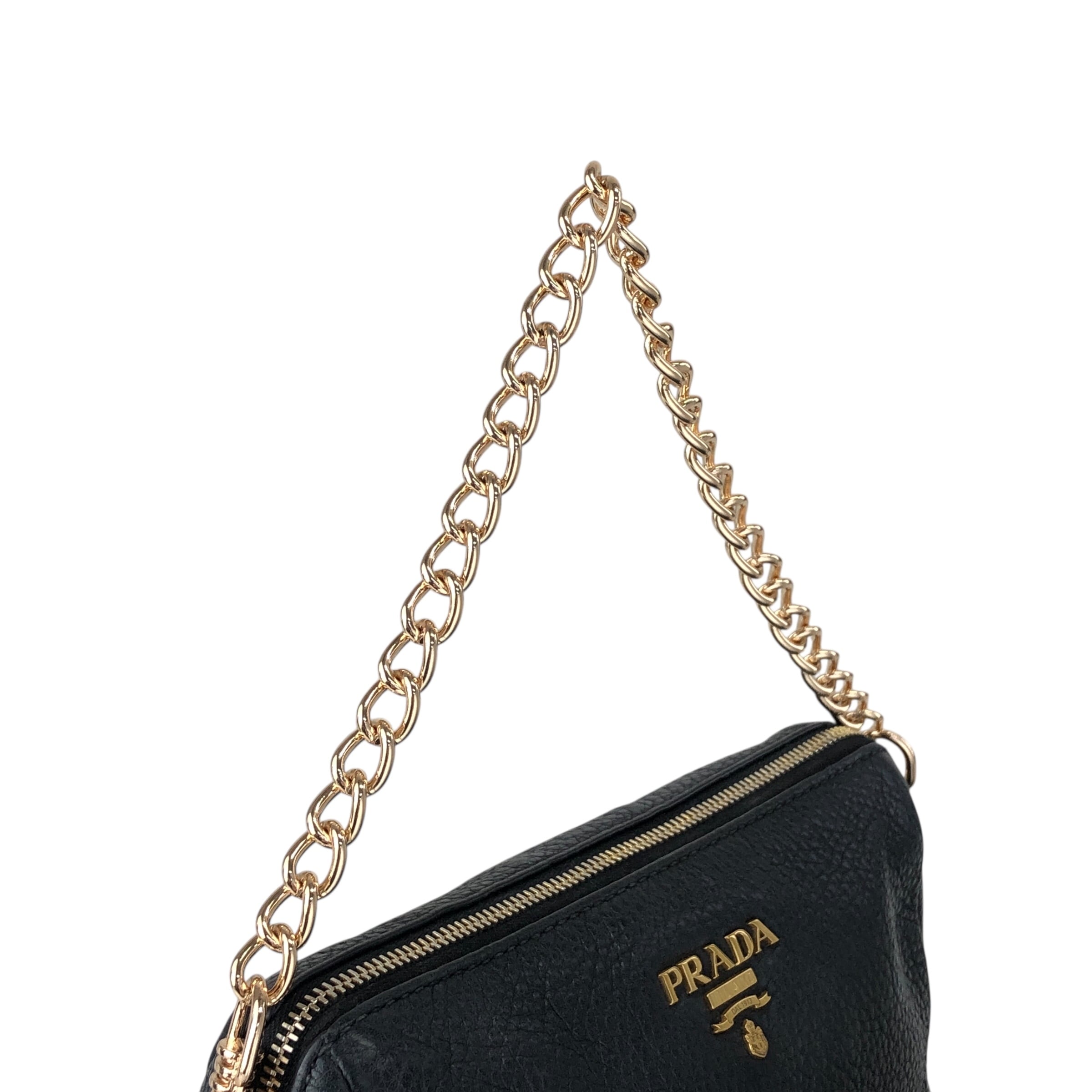 PRADA プラダ ポーチ ブラック ロゴ レザー vintage ヴィンテージ
