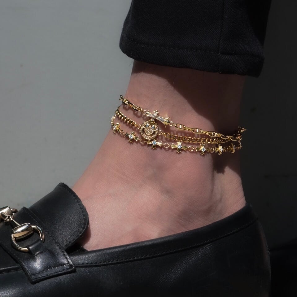 18kgp cross anchor chain bracelet & anklet VB7-93 | VERIELA