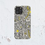 受注生産 iPhoneケース 白黒街区の細密都市地図｜マップアート UMAP018B