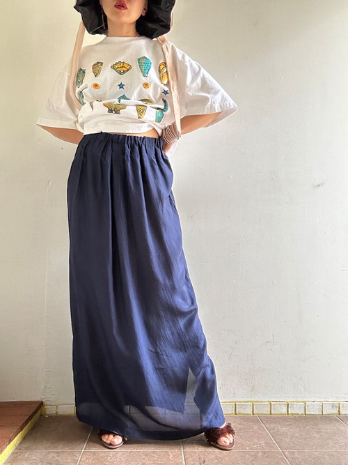 Vintage Elastic Silk Solid Skirt